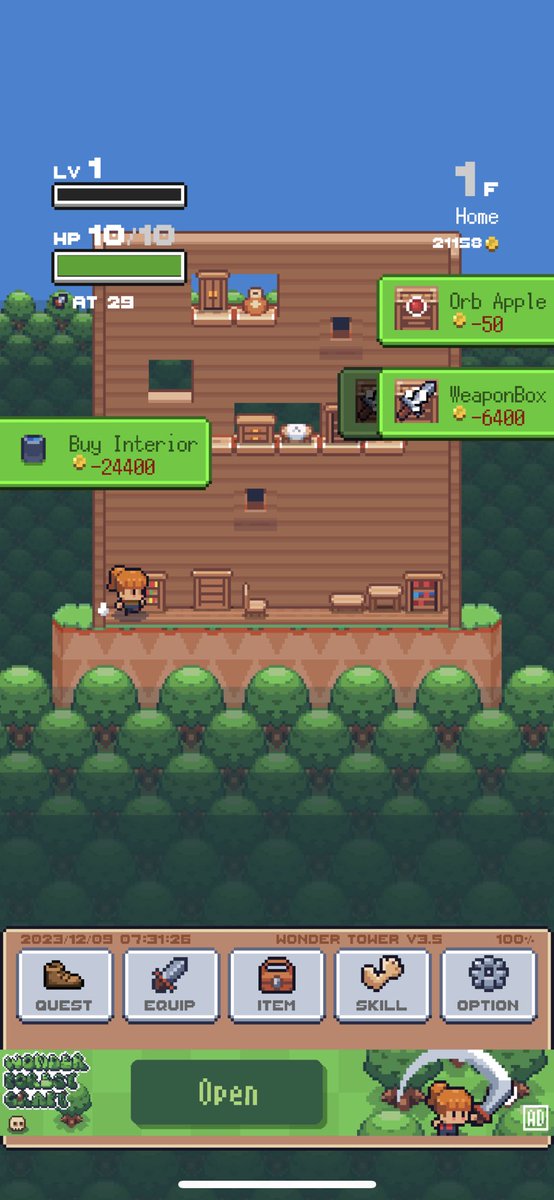 hulabreaks's tweet photo. Version 3.5 has been released! This time, you can now purchase furniture 😆 Add some color to your empty and lonely home!🗼🏠🗼 #WonderTower https://t.co/FCNK6KSovf