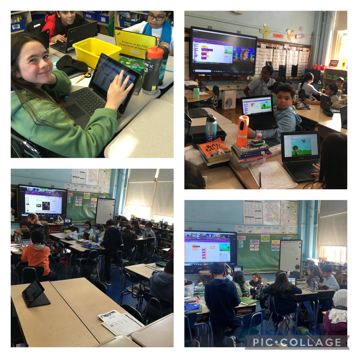 RisingStars36's tweet photo. Shout out to Mr. Tenaglia, @MsProcario our 4th & 5th students, teachers & paras who all took part in todayโs #CS4All CS Ed Week Code-Along Celebration! Students strengthened #coding skills while having fun with #SuperMario! #ComputerScience #CS#ComputerScienceWeek #CSEdWeek2023 https://t.co/2VVzISOTst