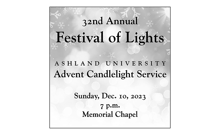 On Sunday, AU is proud to host Festival of Lights, a collaboration between the choral music program and the Office of Christian Ministry. The candlelight service will include scripture readings, traditional carols and seasonal choral music three choirs. ashland.edu/news/festival-…