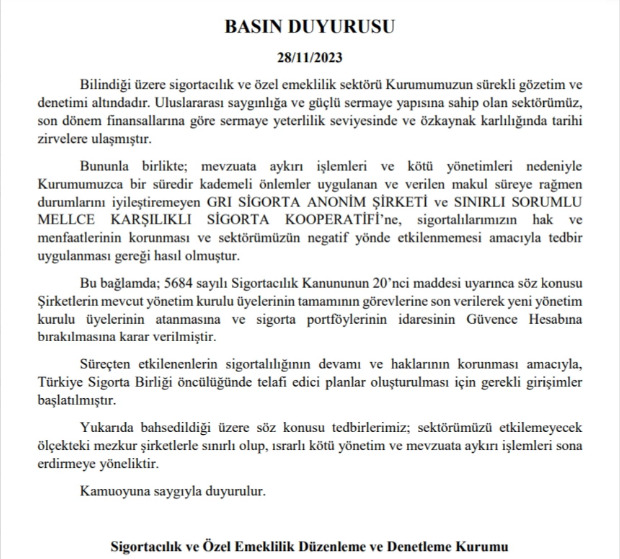 Yönetime el koyduğunuz şirketlerle ilgili yaptığınız yazılı açıklamanızda "sektörün negatif yönde etkilenmemesi amacıyla tedbir aldık" demişsiniz
Şimdi size soruyorum? Gece yarısı sigortalının bilgisi olmadan poliçeleri iptal etmeniz hangi akla ve mantığa sığıyor?
<a href="/seddkofficial/">SEDDK Official</a>