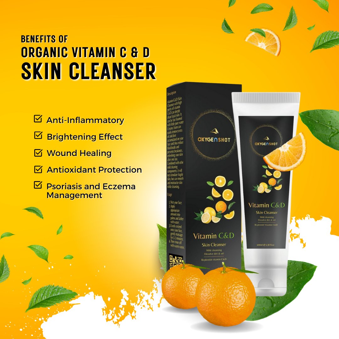 OxygenShot's tweet photo. Elevate Your Skincare Routine with Oxygen Shot! Our Organic Vitamin C &amp; D Skin Cleanser is a game-changer for radiant, healthy skin. Say goodbye to impurities and hello to a fresh, rejuvenated glow! #skincareroutine #skincare #beauty #vitamineD https://t.co/4aiaCbkxyK