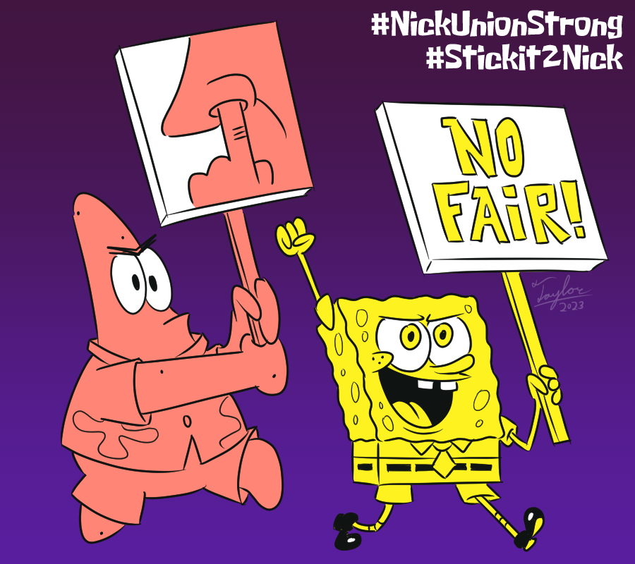 I heard that the production teams at Nickelodeon Animation are still negotiating for a fair contract, so I doodled this in support of them. #NickUnionStrong #StickIt2Nick
-Taylor