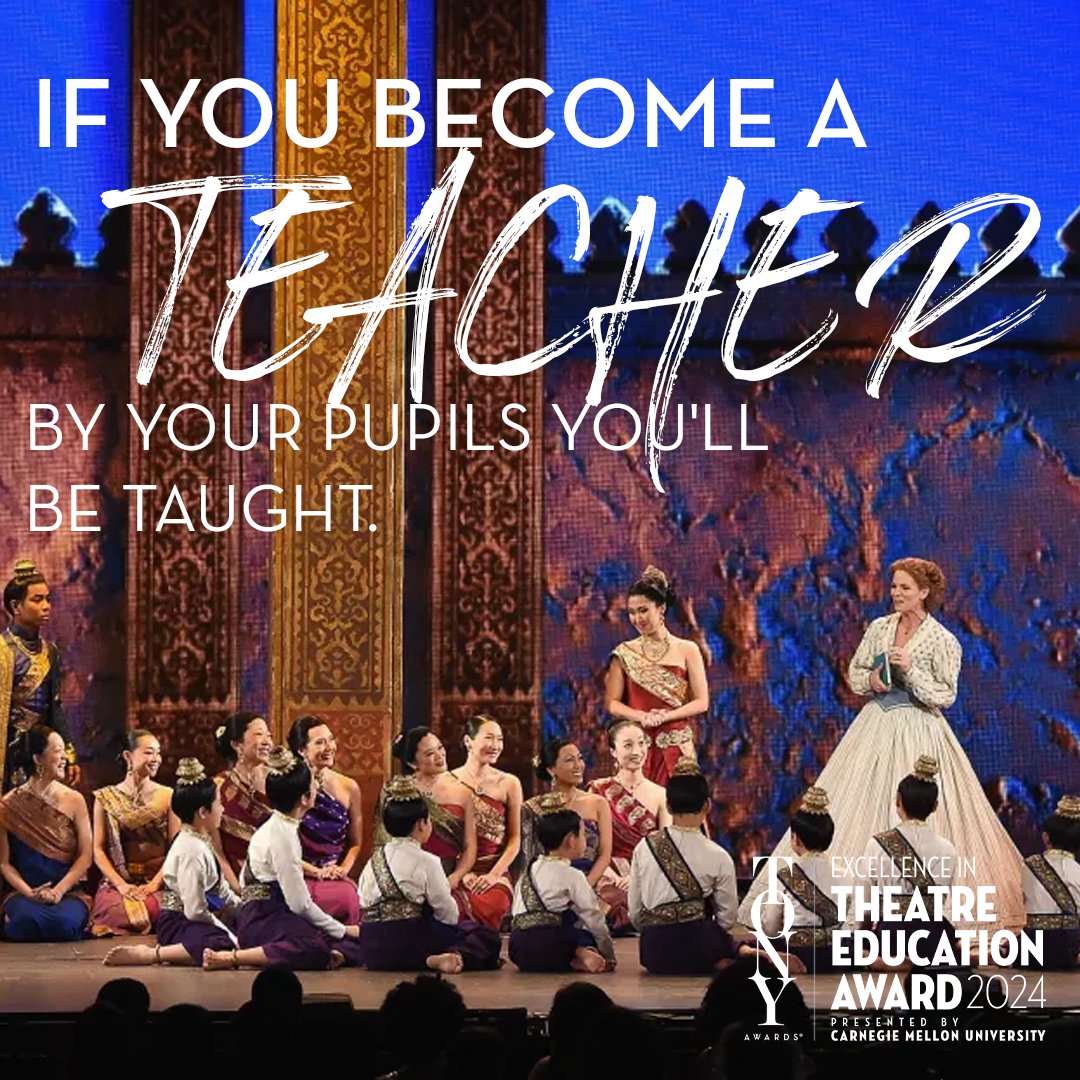 TheTonyAwards's tweet photo. Calling all passionate arts educators! 🎭 The stage is set for your incredible dedication to shine. Apply now for the @CarnegieMellon and #TonyAwards Excellence in Theatre Education Award and let your impact take center stage!

For more information visit: https://t.co/qgZWYkgBXM https://t.co/gv1LBVcSAU