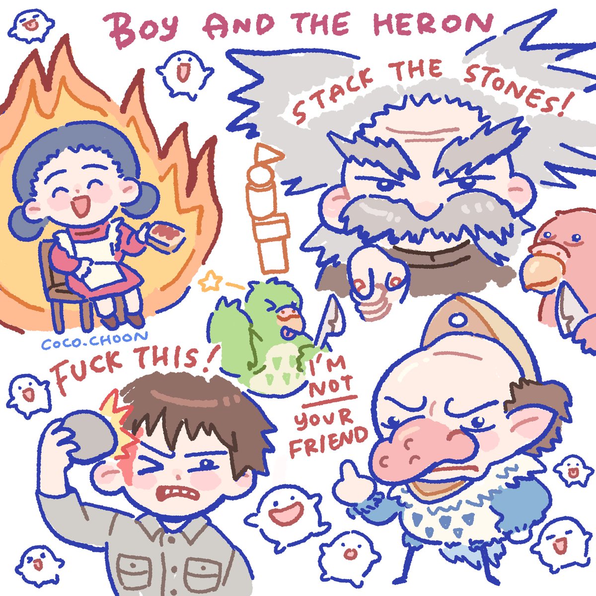 coco_choon's tweet image. boy and the heron doodles