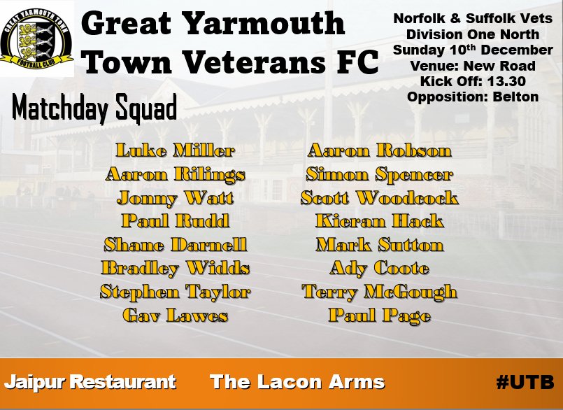 Squad Announcement 

This Sunday we travel down the road to face bottom of the league Belton.

Although it's top vs bottom, we will not be taking this lightly! 💪

We want and need this win and we want to win it in style ⚽️ 

Invincibles is still on!

Up The Bloaters 🧡🖤