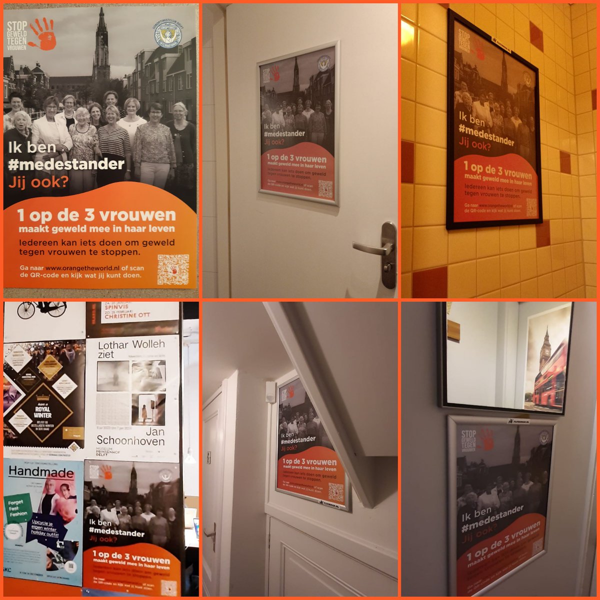 Als alternatief voor #StopGeweldTegenVrouwen  spandoeken en krijthandjes hebben we met behulp van <a href="/GemeenteDelft/">Gemeente Delft</a> op verschillende plekken in horeca en winkels #medestander posters op laten hangen om aandacht te vragen voor #OrangeTheWorldNL. Teken ook op orangetheworld.nl/de-medestander…!