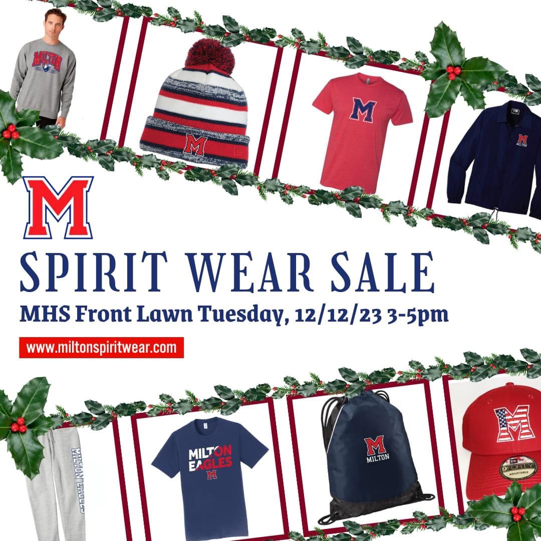 milton_band's tweet photo. The LUCKY Milton Beanie is back in stock just in time for the big game! Stop by MHS front lawn on Tues 12/12 from 3-5 to get your beanie &amp; other spiritwear to show Eagle pride at the Benz! The public is welcome! (Please park in visitor parking.)
#RepTheM #miltonband #Mpire #GHSA https://t.co/qw67pXV7WX