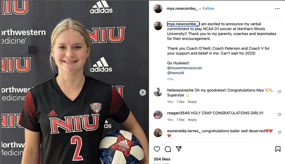 Congratulations <a href="/MyaNewcombe/">_mya_soccer_</a> !! Another 🇨🇦 player from the Class of 2025 has verbally committed to a D1 Program.