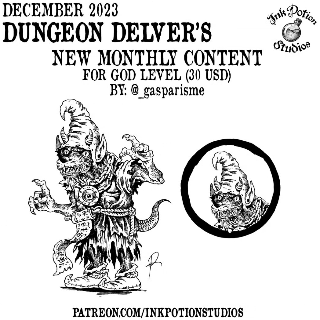 In the month of December, Ink Potion Studios returns to the roots of role-playing and presents DUNGEON DELVER'S.

#inkpotionstudios #inkpotion #oldschool #osr #blackandwhiteart #fantasy #ttrpg #drivethrurpg  #dungeonsanddragons #yuriperkowskidomingos #yuriperkowski #stockart