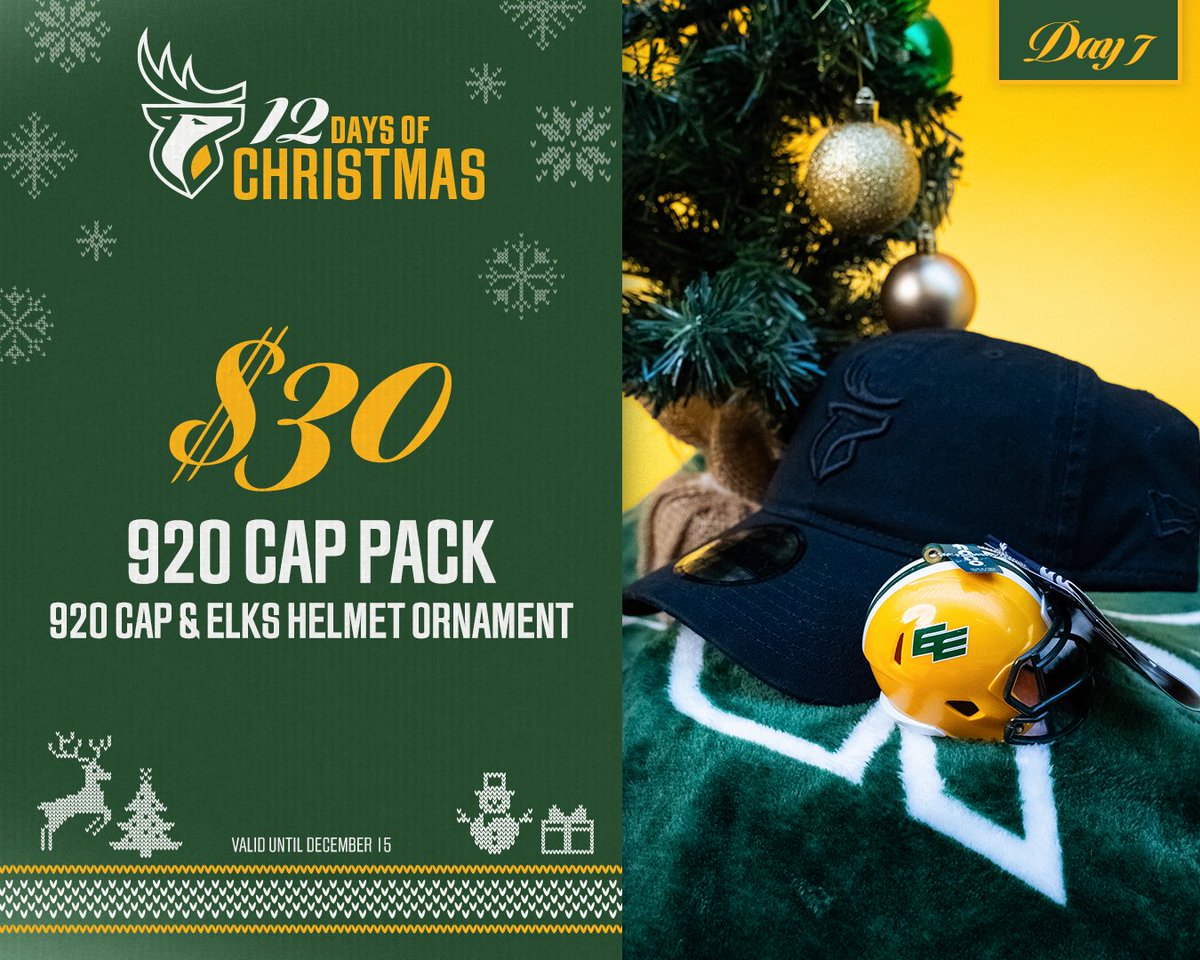 Day 7 of 12 🎁 Cap Pack | shop.goelks.com/products/920-c… #OurTeamOurCity #GoElks #CFL #12DaysofChristmas