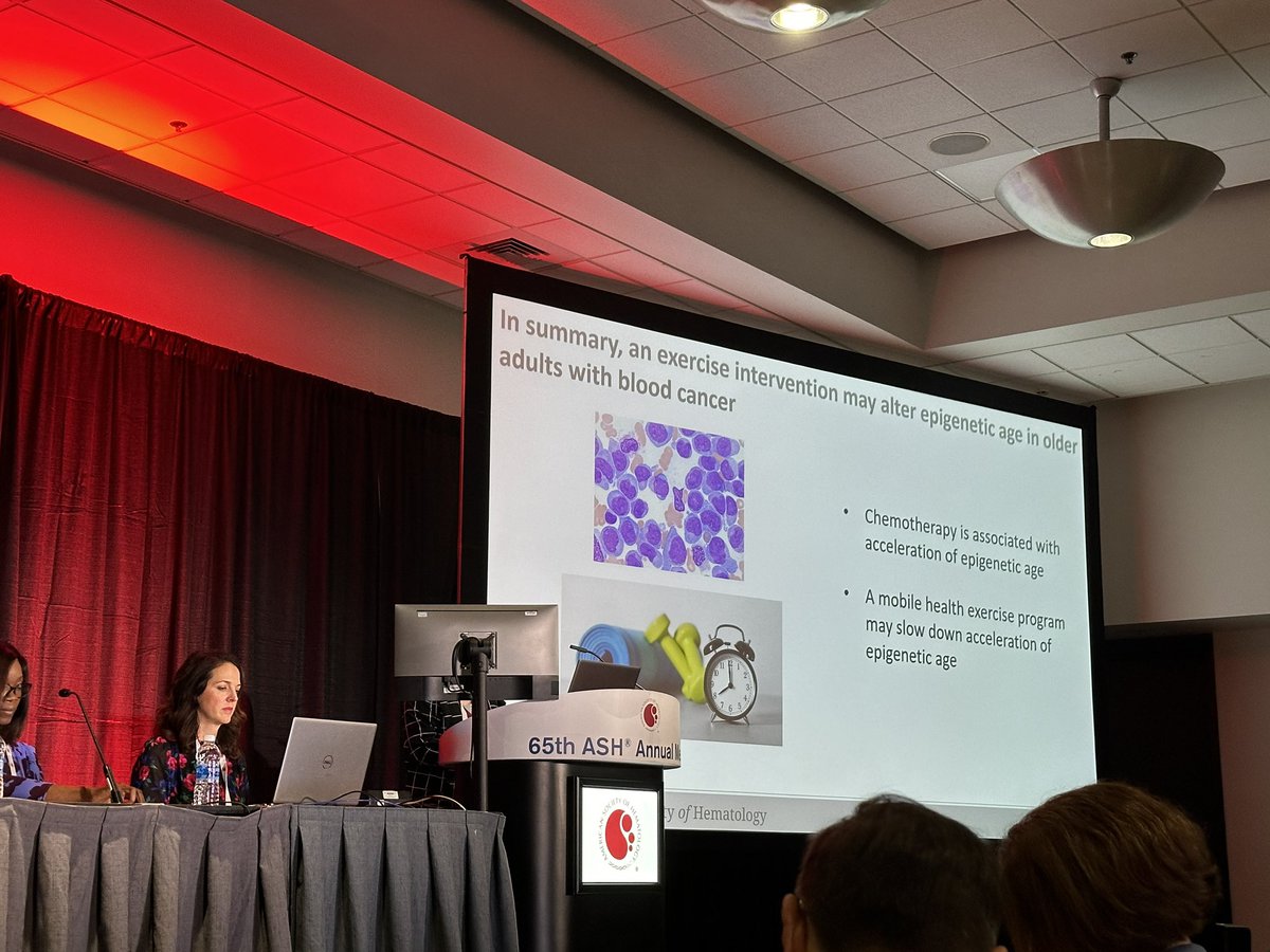 @MelissaLoh21 shows that a median ⬆️ of 300 steps using a mobile health app can slow down epigenetic changes of aging associated with worse outcomes #geriheme #ASH23 ⭐️ I am going to exercise more and prescribe exercise to my patients!!