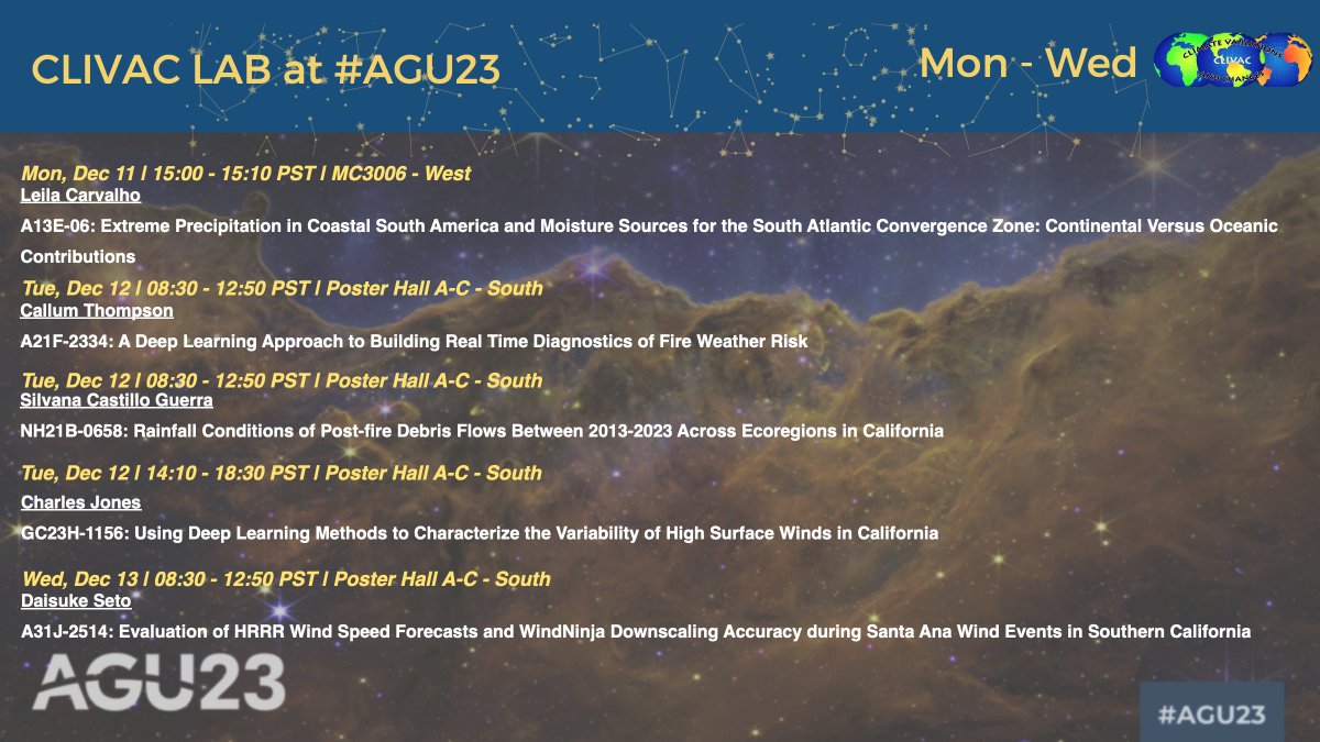 CLIVAC_ERI's tweet photo. 🌟 Exciting News! 📷#CLIVAC is thrilled to present our latest research at #AGU23!
@theAGU
Mark your calendars and join us for insightful discussions on #climate topics! Here are our presentations: https://t.co/wkKqIvIeL2