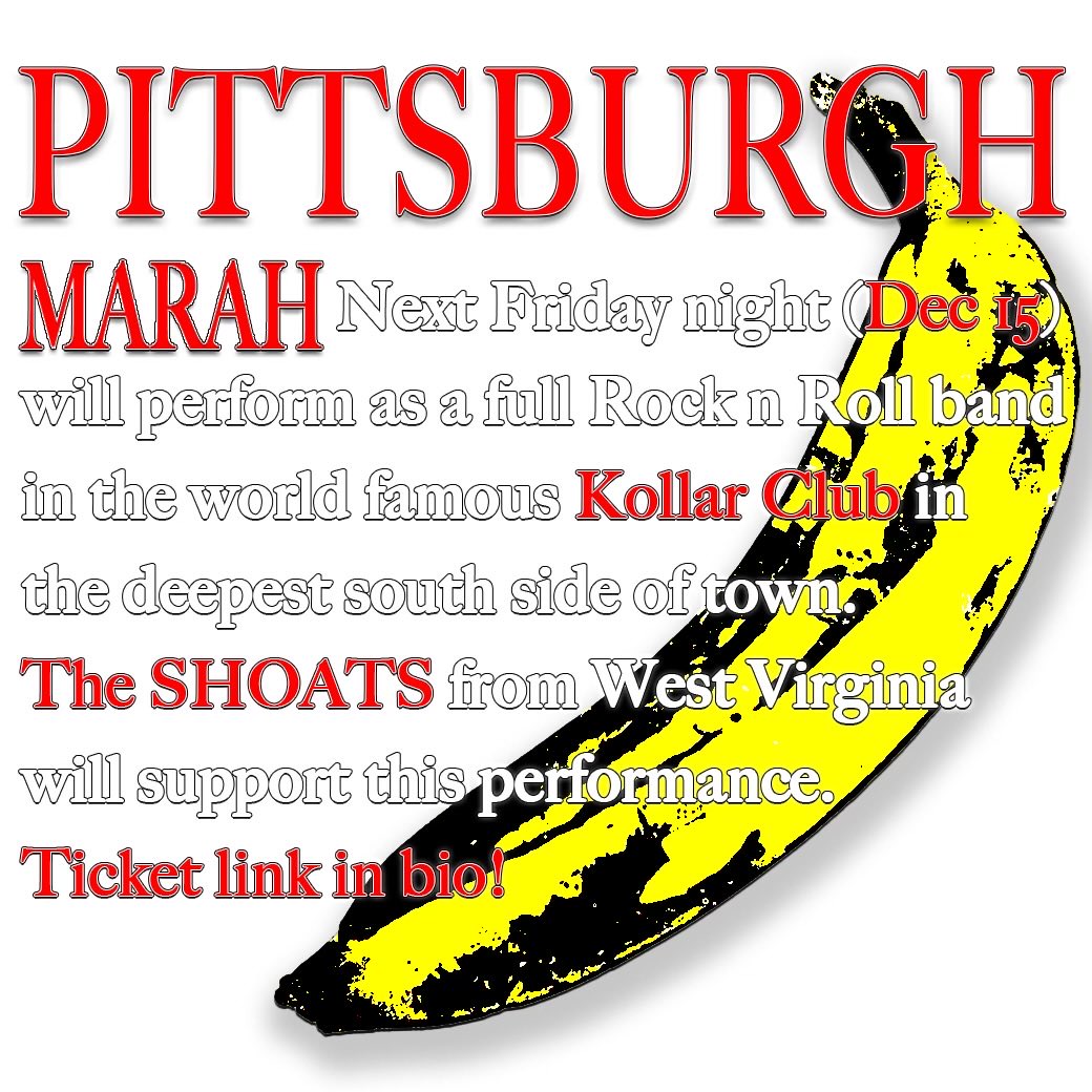 MARAH (full band show) next Fri. Dec. 15th at the Kollar Club with very special guests The Shoats!
.⁦<a href="/Kollar_Club/">KOLLAR  CLUB</a>⁩ #pittsburgh #MARAH #THESHOATS