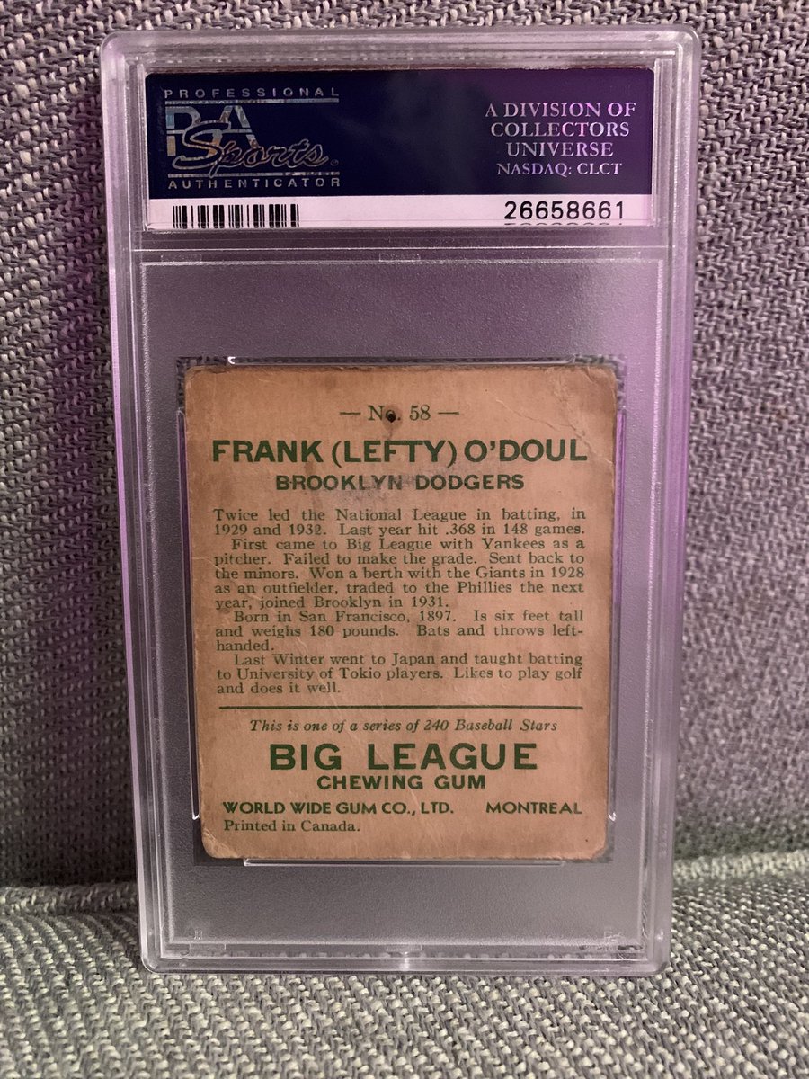 Gotta keep working on 520, 1967 Topps Frank Robinson - $40 1933 World Wife Gum Lefty O’Doul -$50 Bmwt included