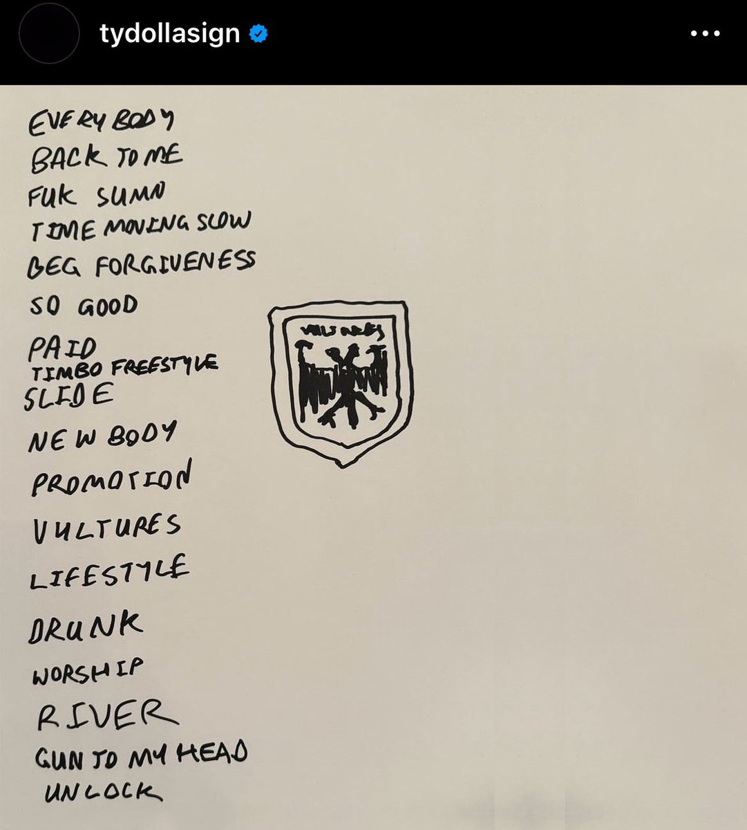 GoodAssSub's tweet photo. TRACKLIST VIA TY DOLLA SIGN https://t.co/bzFH0ktTdf