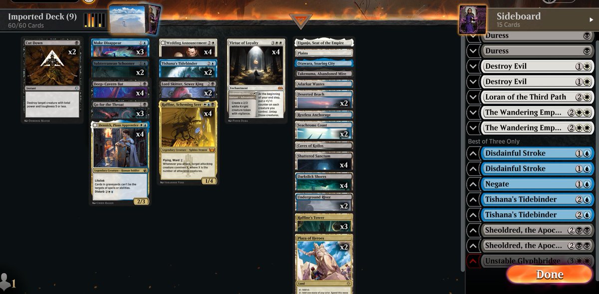 X-0'd my Store Championship with Esper Midrange, only losing 2 individual games.
Esper Midrange is so cracked with Tidebinder and bat. Standard being my favourite format I really hope most LGSs here in DK will do standard format over draft, it's so good! :')
<a href="/PlayMTG/">PlayMTG</a> 
<a href="/fireshoes/">Robert Taylor🔥</a>