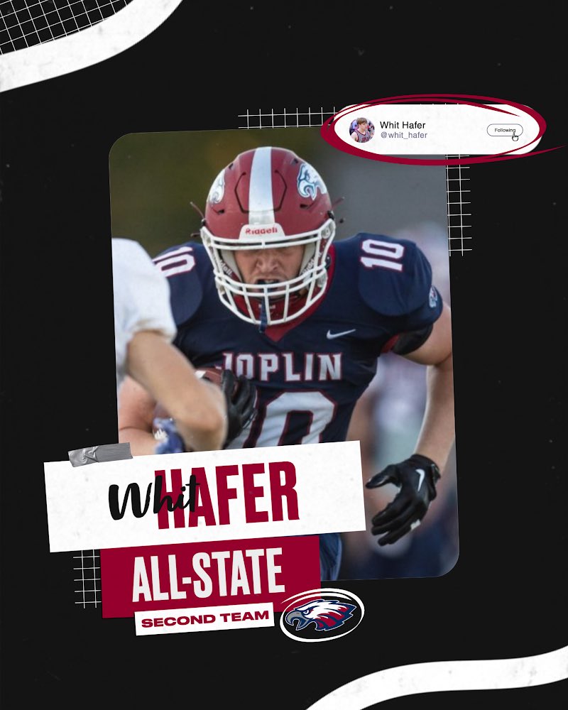👤 Whit Hafer
🥈 Second Team All-State
🏈 Tight End

#GoEagles 🦅
