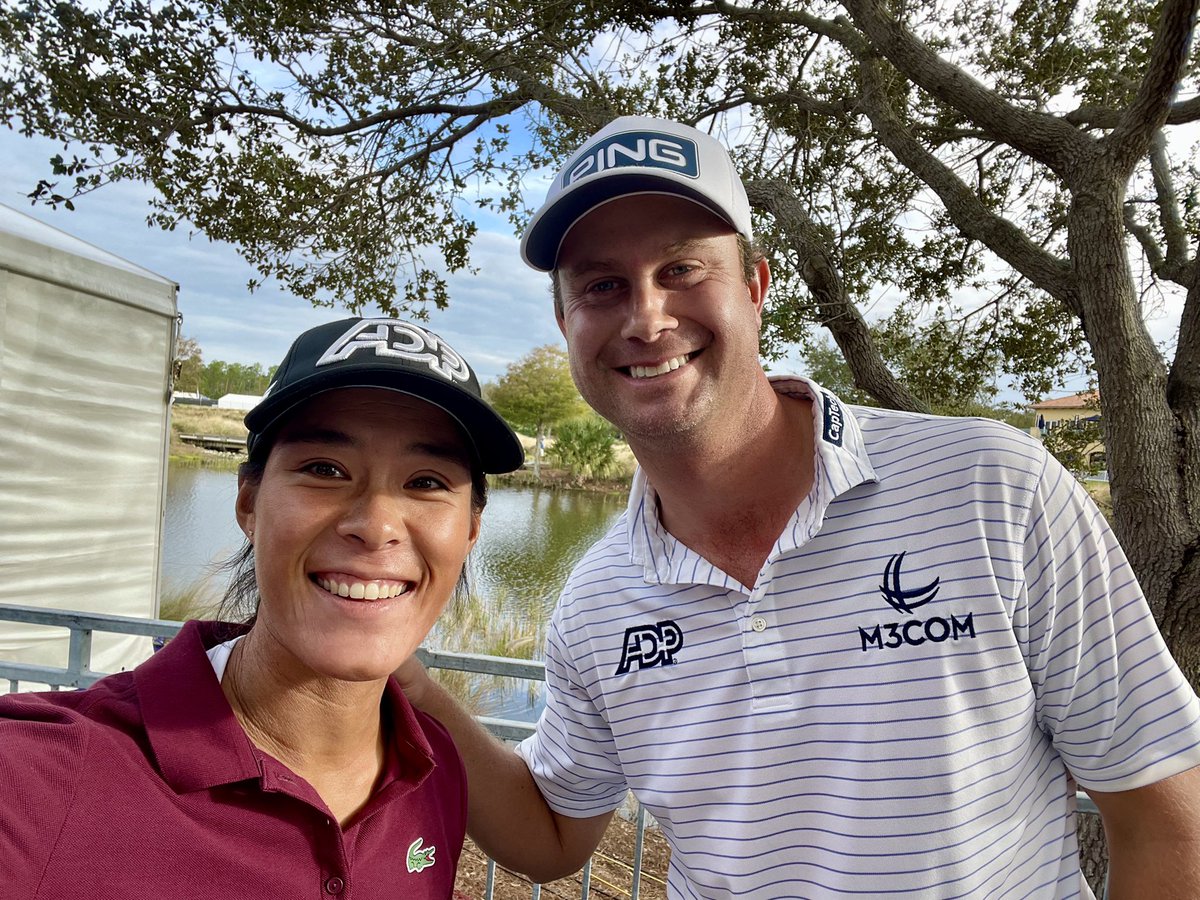 Excited to have these two working together this week as teammates as they represent ADP at the inaugural Grant Thornton Invitational. Let’s go, Team ADP! ⛳️ #TeamADP @celineboutier @Harris_English