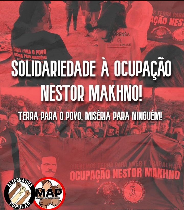 🏴🚩SOLIDARIEDADE À OCUPAÇÃO NESTOR MAKHNO 🚩🏴

👉 No dia 06/12, a PMCE invadiu a Ocupação Nestor Makhno para destruir a conquista por terra por parte dxs trabalhadorxs.

+++
