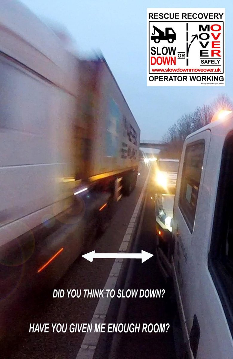 I'm a recovery driver... Motorways are bad enough, but dual carriageway A roads are even worse. Slow down, move over &amp; watch the road, not what i'm doing !   GIVE ME ROOM TO WORK !