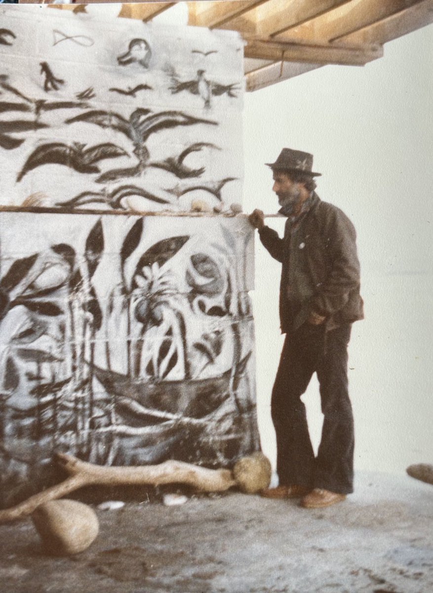 Francesco the artist 
Charcoal on destroyed beach house wall 
Left to be washed away