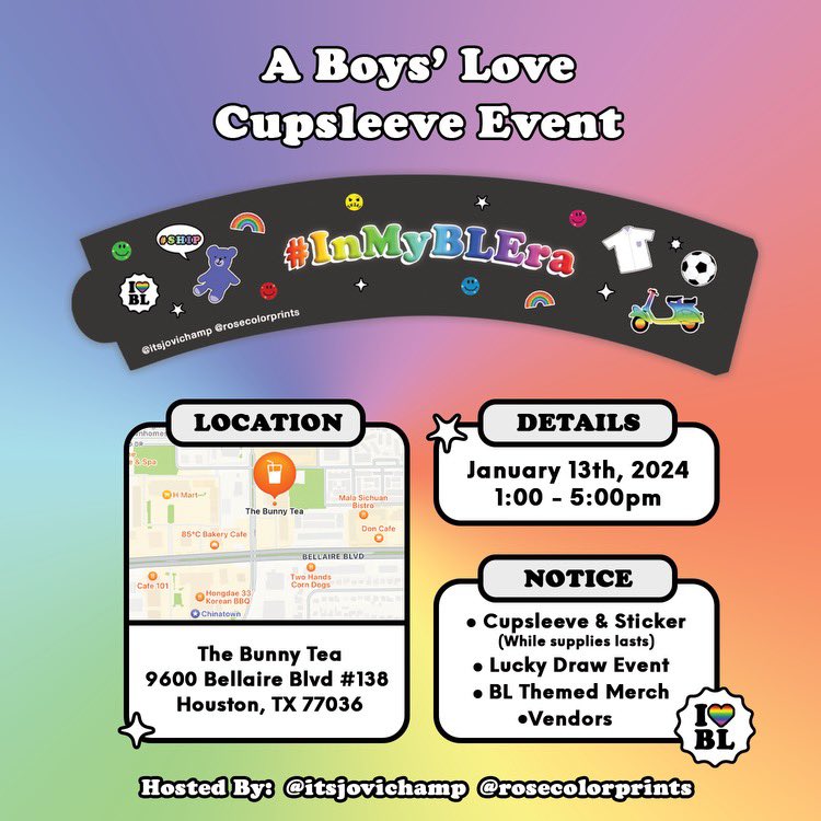 Check my Instagram for full event details! #BL #BoysLove #BLSeries #Cupsleeve #BLCupsleeve #InMyBLEra #BLMerch #BLDrama #HoustonEvent