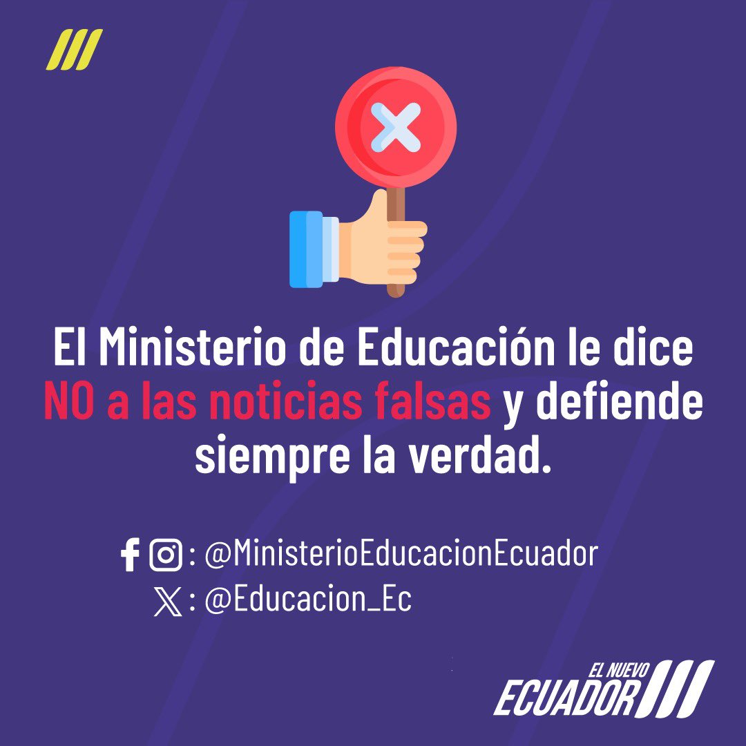 EducacionZ5_Ec's tweet photo. En @EducacionZ5_Ec prevalece la verdad. Está información que se encuentra circulando en redes sociales es FALSA. Invitamos a la ciudadanía a mantenerse informada únicamente a través de nuestros canales oficiales. https://t.co/seQbXbmdZy