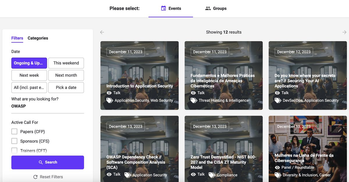 🐝 🦾 @OWASP is closing the year strong! 🦾 🐝

Great events coming up in Dec, organized by  <a href="/OWASPBangalore/">OWASP Bangalore</a>, <a href="/OWASPBayArea/">OWASPBayArea</a>, @OWASPLA, <a href="/OWASPSB/">OWASP Santa Barbara</a>, <a href="/OWASPEgypt/">OWASP Egypt</a>, @OWASPJakarta, @OWASPMSP, @OWASPT, @OWASPVIX, and others.

Full list 👇🏽
infosecmap.com/explore/?type=…

#AppSec #InfoSec #OWASP