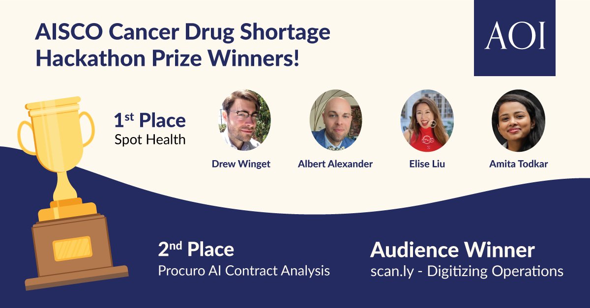 Hackathon success! 🔥 Today we reviewed more than 10 pitches to solve the critical issue of cancer drug shortages. A huge congrats to our winners of the Cancer Drug Shortage Hackathon! @albertsayshi @eliseliu @aeschylus #SupplyChainManagement #ProcurementLeaders
