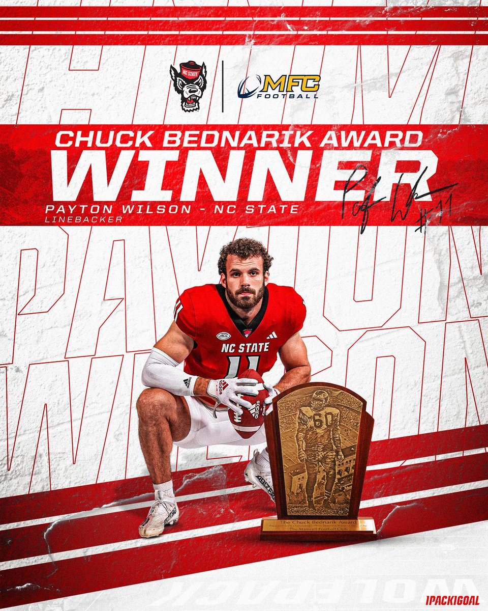 There will never be another one like H11M! Payton Wilson is your 2023 Chuck Bednarik Award Winner for best defensive player in college football. #1Pack1Goal