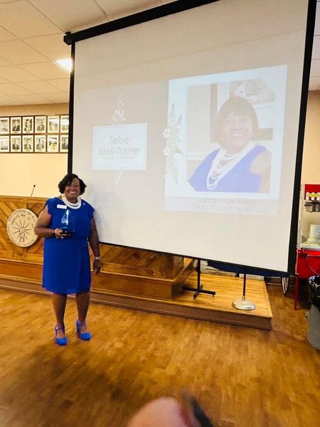 DWSC901's tweet photo. On Dec 🥉 at DWSC's “The Women in Blue” Holiday Soiree, we recognized retired U.S. Army Lt. Col. Telise Ezell-Turner for one of our highest award: The 2023 Virgie Banks DWSC Member of the Year Award! 

Thank you, Telise, for your leadership and membership! Congratulations! 🎊🎉 https://t.co/JCkGVYFqur