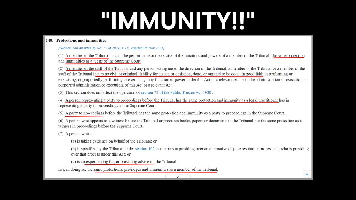 Immunity for those in the guardianship arena. 

An arena that does not punish those who provide false evidence!
#guardianship #administration
