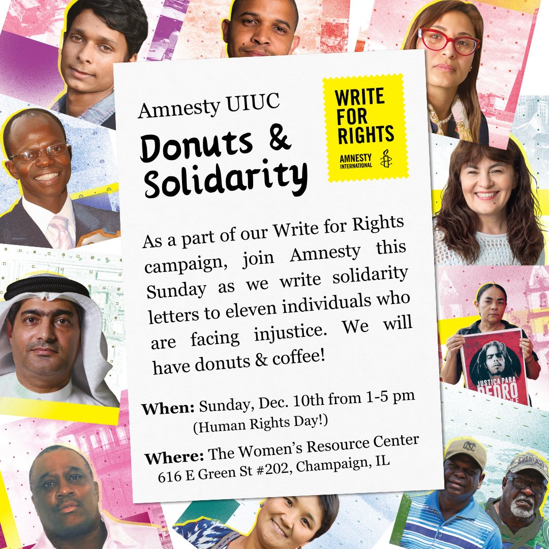 uiucamnesty's tweet photo. To cap off a great semester, join Amnesty to write solidarity letters to those who have been wrongfully imprisoned! https://t.co/t9p3KviBNC