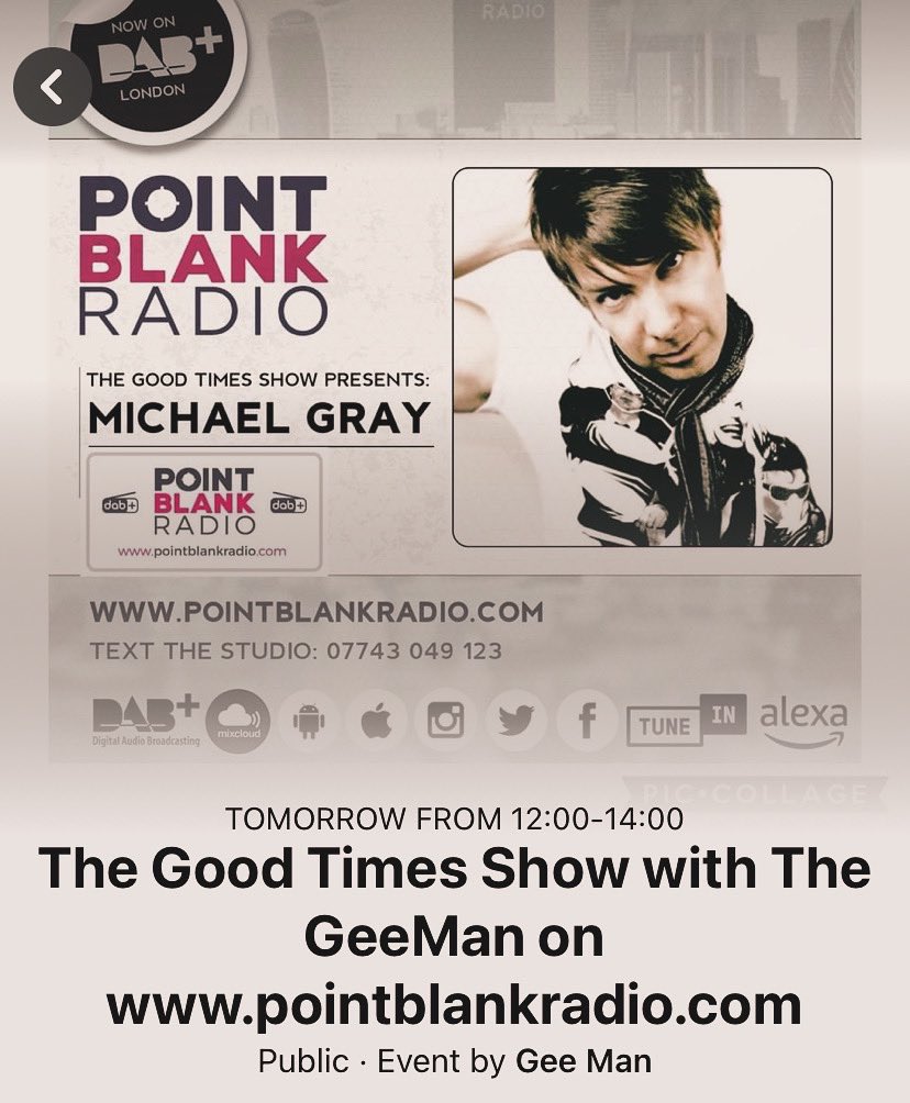 thegeemanakadjg's tweet photo. Thanks to everyone for locking on to @PointBlankFM  Thursday for the @Michael_Gray_uk rewind special. Rerun here:
https://t.co/bOaDfsKgxG https://t.co/tkHbBqp6En