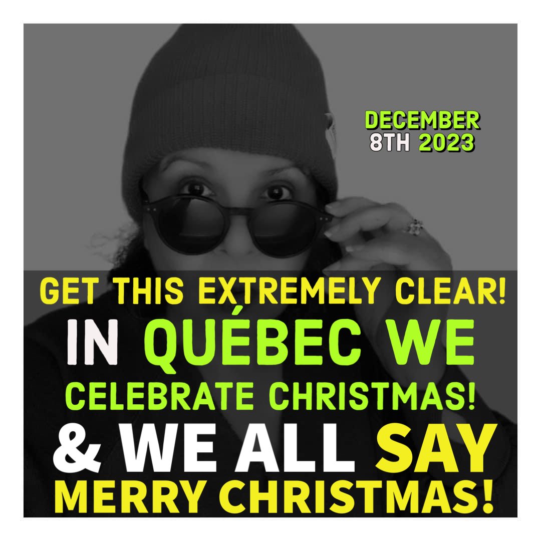 AllysonDeodath's tweet photo. MERRY CHRISTMAS NO SEASONS GREETINGS! MY EYE! IT IS CALLED CHRISTMAS & IT IS A MERRY TIME!
WHEN IN ROME LIVE LIKE THE ROMANS! END OF STORY! 🌹🎄🛍️
#quebecvalues #quebecrights #inquebec https://t.co/wZeD9p0pIi