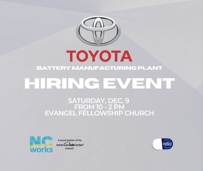 Can you think of a better way to start the New Year?
Let the workforce development experts help you gain a Fresh Start.
#toyota 
#poweredbyguilfordworks
#reachinggreaterguilford
#greensboronc
#highpointnc
#guilfordcountync
#hub4hope 
#workforcedevelopment
#economicdevelopment