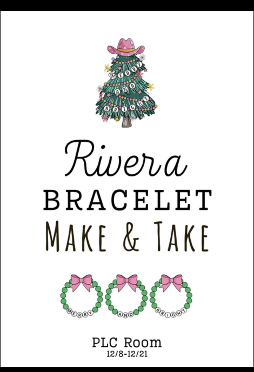 Swiftmas at Rivera
Today began our MERRY ERA at Rivera.  Our staff will celebrate each day with a treat. Today the staff was making their own bracelets. We saw beautiful bracelets. We are in the best ERA…Rivera! ❤️