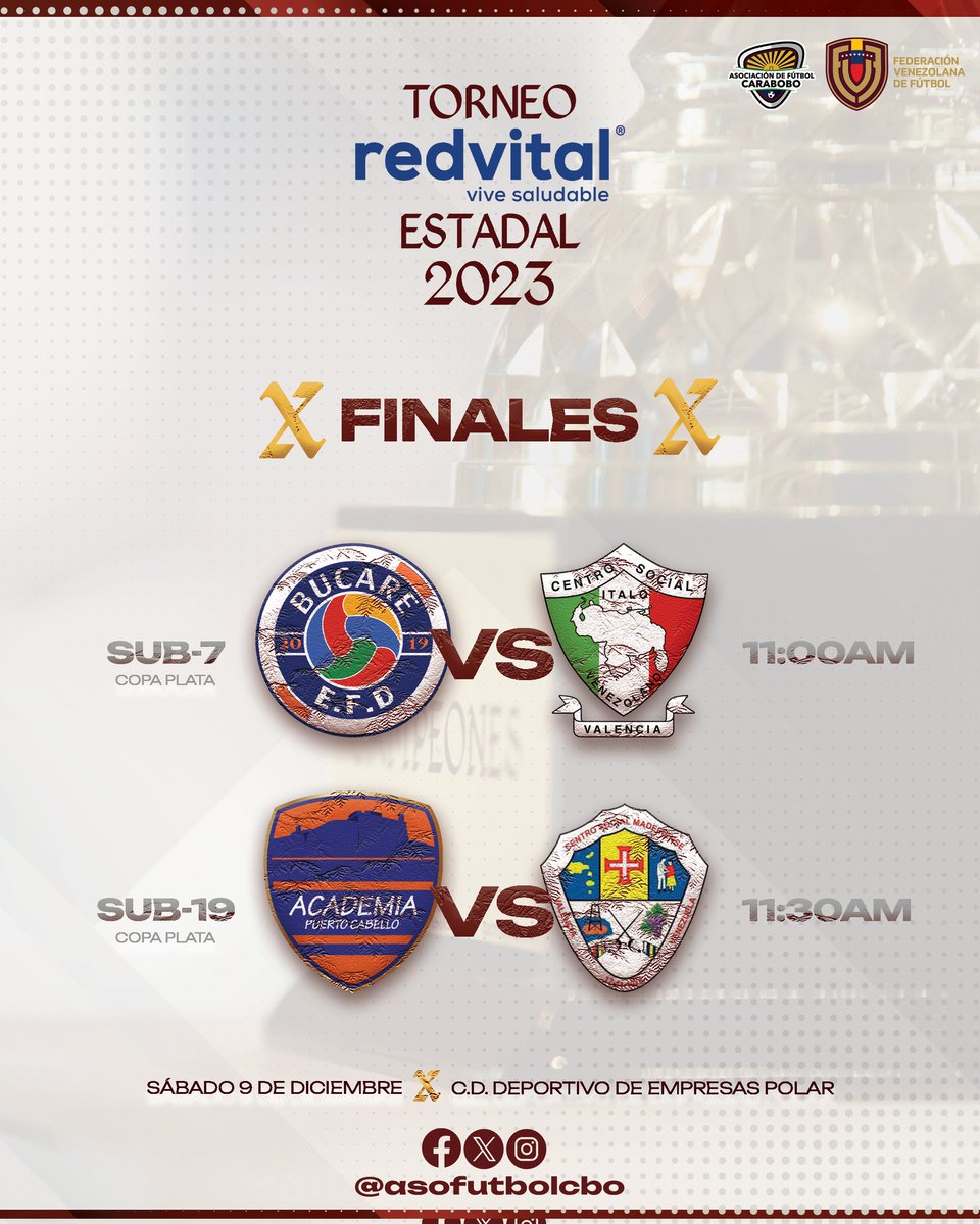 asofutbolcbo's tweet photo. 𝐄𝐌𝐏𝐈𝐄𝐙𝐀 𝐋𝐀 𝐅𝐈𝐄𝐒𝐓𝐀 𝐄𝐍 𝐄𝐋 𝐂.𝐃.𝐃. 𝐃𝐄 @empresaspolar 🤩🏟️

🗓️ Aquí las 8️⃣ finales que viviremos mañana en San Joaquín.

💬 Comparte con nosotros un mensaje de apoyo a tu equipo favorito ✅

#AFC2023 #Redvital #EmpresasPolar #Carabobo #Venezuels https://t.co/7BcDIIW0dM