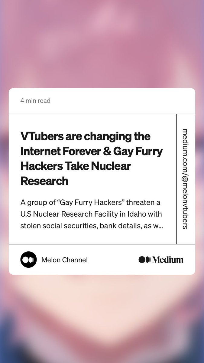 My first appearance in a news article as a #VTUBER 

medium.com/@melonvtubers/…

#vtuber #vtubers #envtubers #futureofvtubers #gayfurryhackers #worldwidenews #vtubers #VTubersAreStillWatching #VTuberUprising