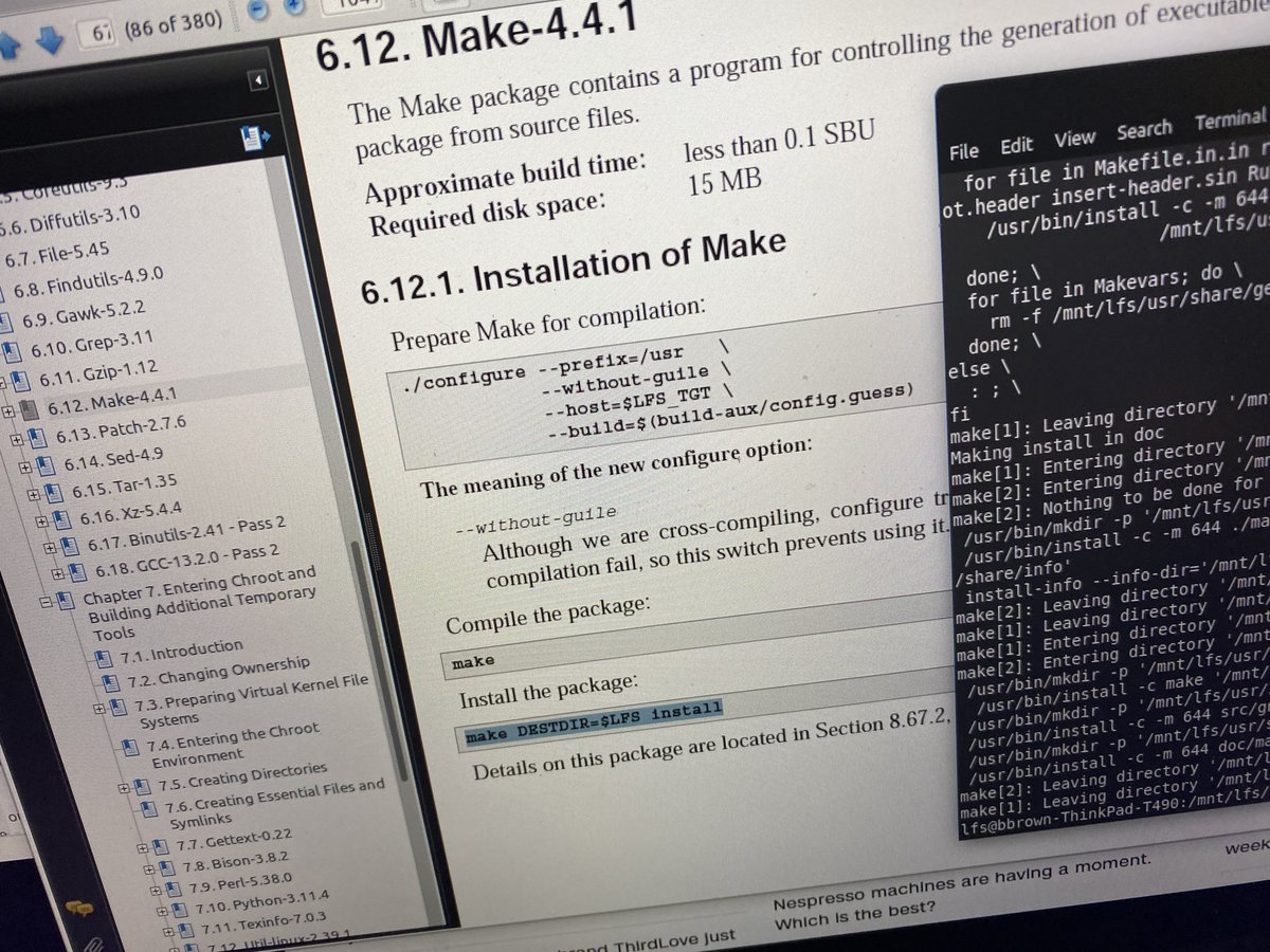 BerlinBrownMech's tweet image. Just building my linux.  #linuxfromscratch #lfs