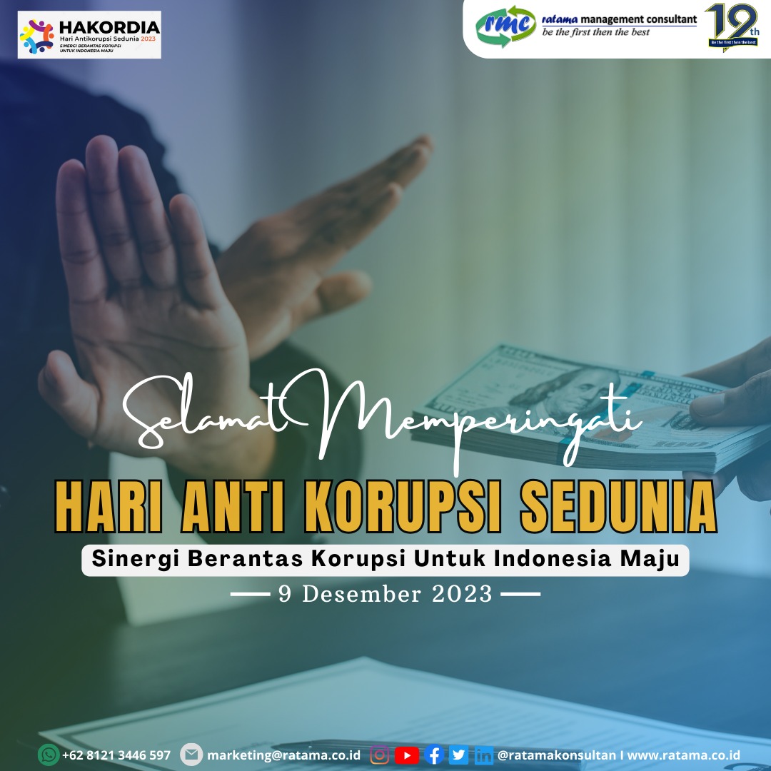 RatamaKonsultan's tweet photo. Hallo Sahabat Ratama🙌

Selamat Memperingati Hari Anti Korupsi Sedunia!
“Sinergi Berantas Korupsi Untuk Indonesia Maju!!”
––––––––––––––––––––––––––––––––– 
🌐Kenali kami lebih dekat di: 
https://t.co/BYBtrJRmwH

#AntiKorupsi #Hariantikorupsi #ISO37001 https://t.co/wbmc915MKj