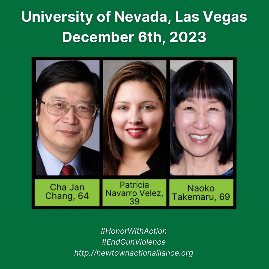 On Wednesday, three professors were killed in a mass shooting at the University of Nevada, Las Vegas. Professors Cha Jan “Jerry” Chang, 64, Patricia Navarro Velez, 39, & Naoko Takemaru, 69, were killed. The gunman had applied for a college professorship at UNLV but was not…