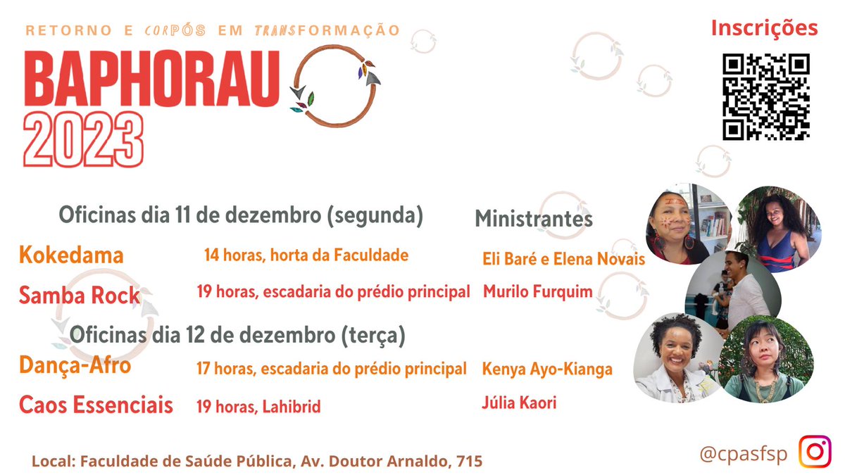 CPasFSP's tweet photo. Semana que vem começa o Baphorau.  O tema da quarta edição do sarau baphônico é "Retorno e CorPós em TransFormção". O que de nós voltou depois de um período de crise sanitária e crise política?
11, 12 e 13 de dezembro na @fsp_usp . https://t.co/c22HdepHYg