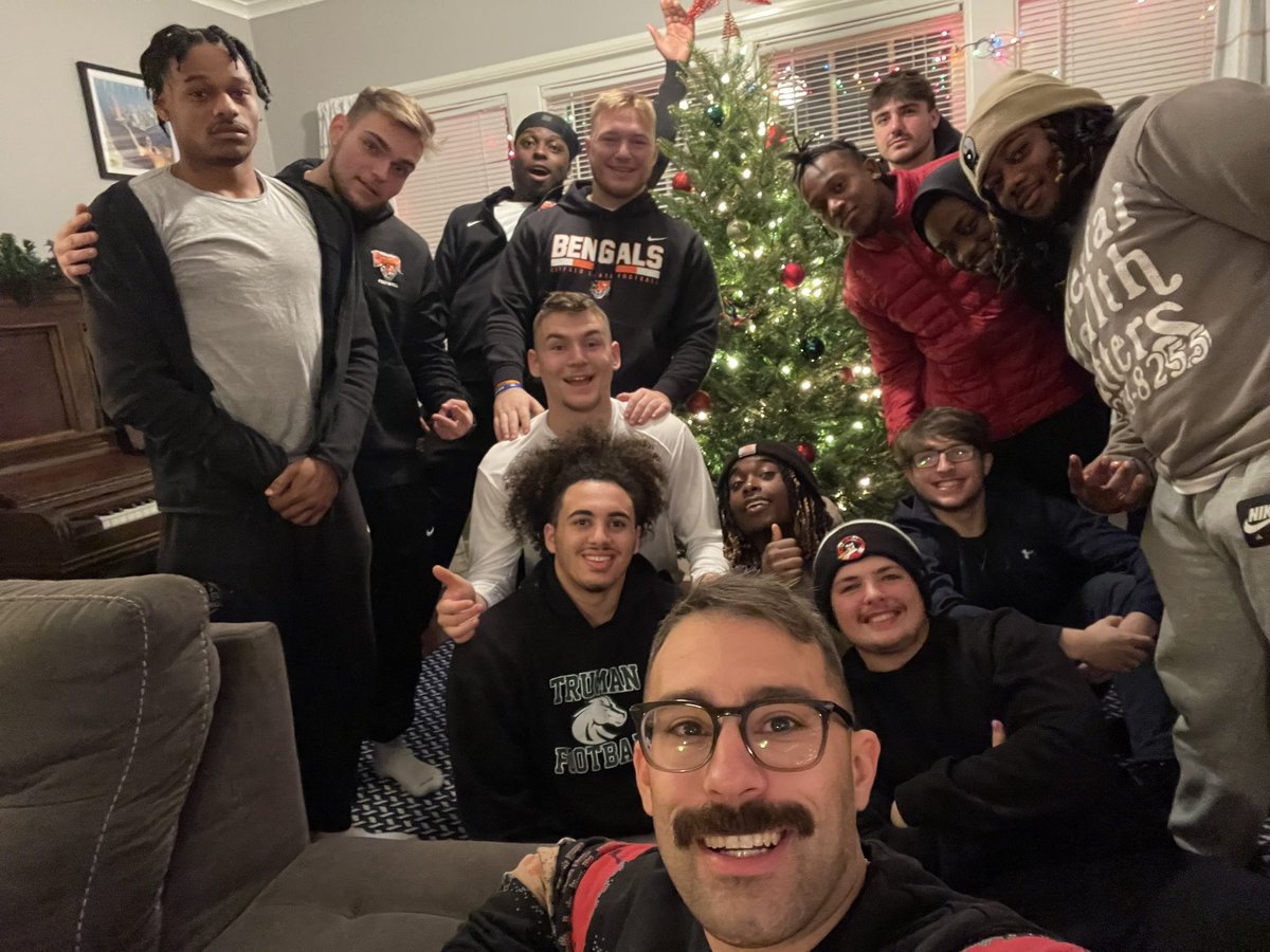 Annual Christmas Dinner with the boys! Maybe my favorite part about being their coach! Love how close this group is #PoundTheRock