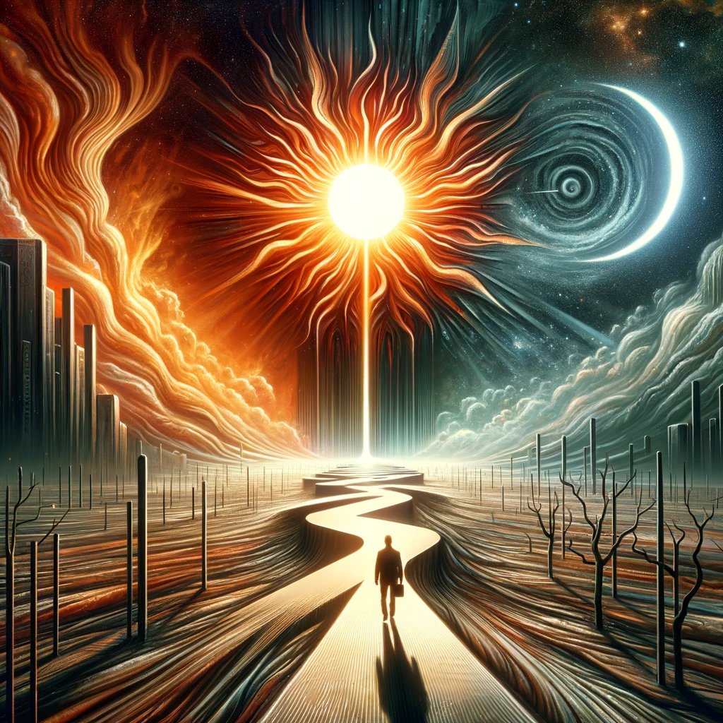 AlGoody421's tweet image. "In our quest for dreams, we often find ourselves at the starting line, gazing at distant goals. Each step, though small, is a leap toward the horizon. 🌅🚶‍♂️#JourneyBegins #ChasingDreams #StepOne" #Dalle3 #AIart #ChatGPT4