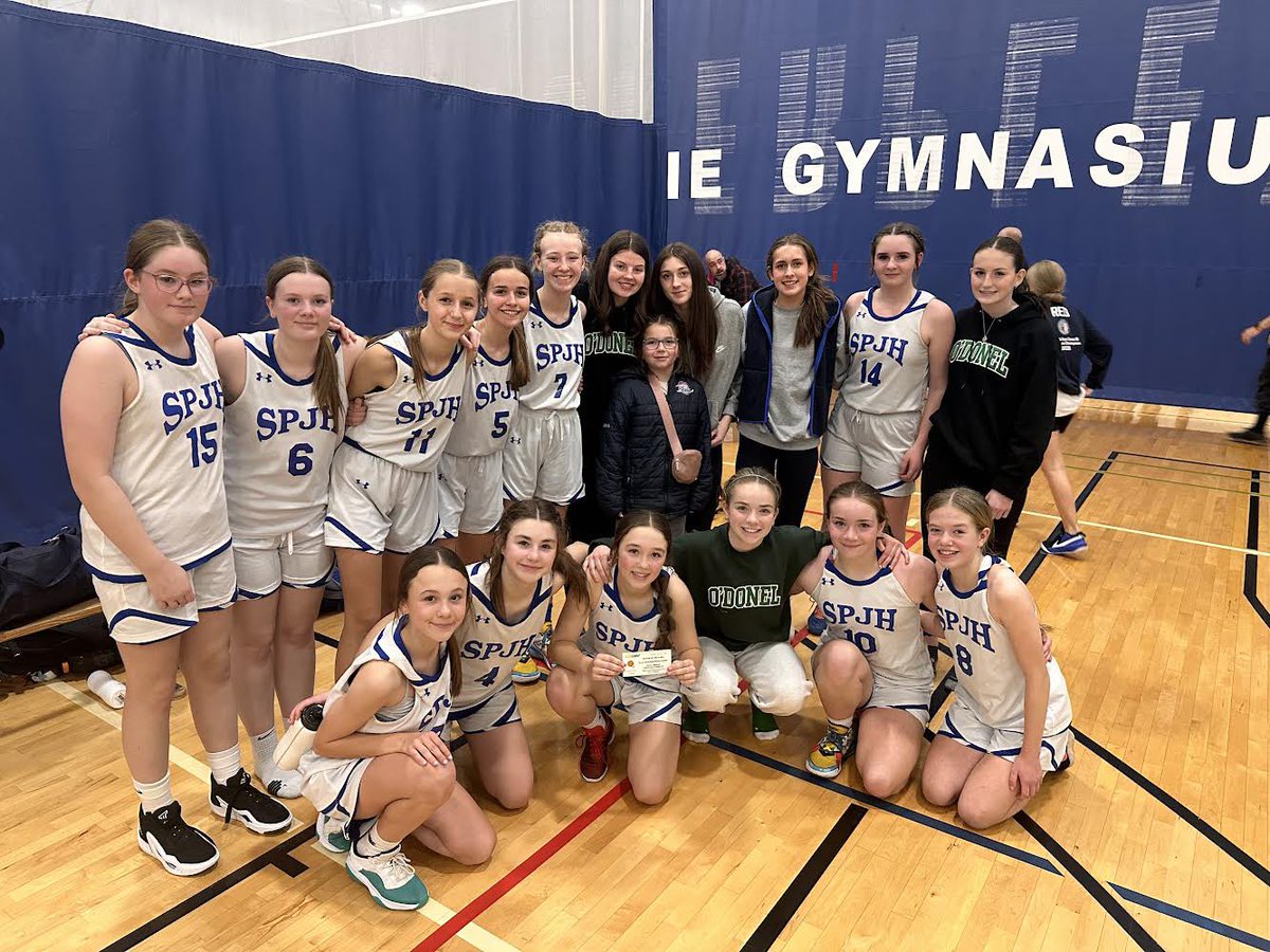 SPJH_PE's tweet photo. Big shout out and congratulations to our Python Grade 8 Girls Basketball Team on winning their season opener vs St.Kevin’s! The team are now 1-0 at the @nlbasketball Tip Off Tournament! Awesome to see members of the @ODHigh Senior Basketball Team out cheering them on! 👊🏀 #NLBA https://t.co/gACdO8wgFD