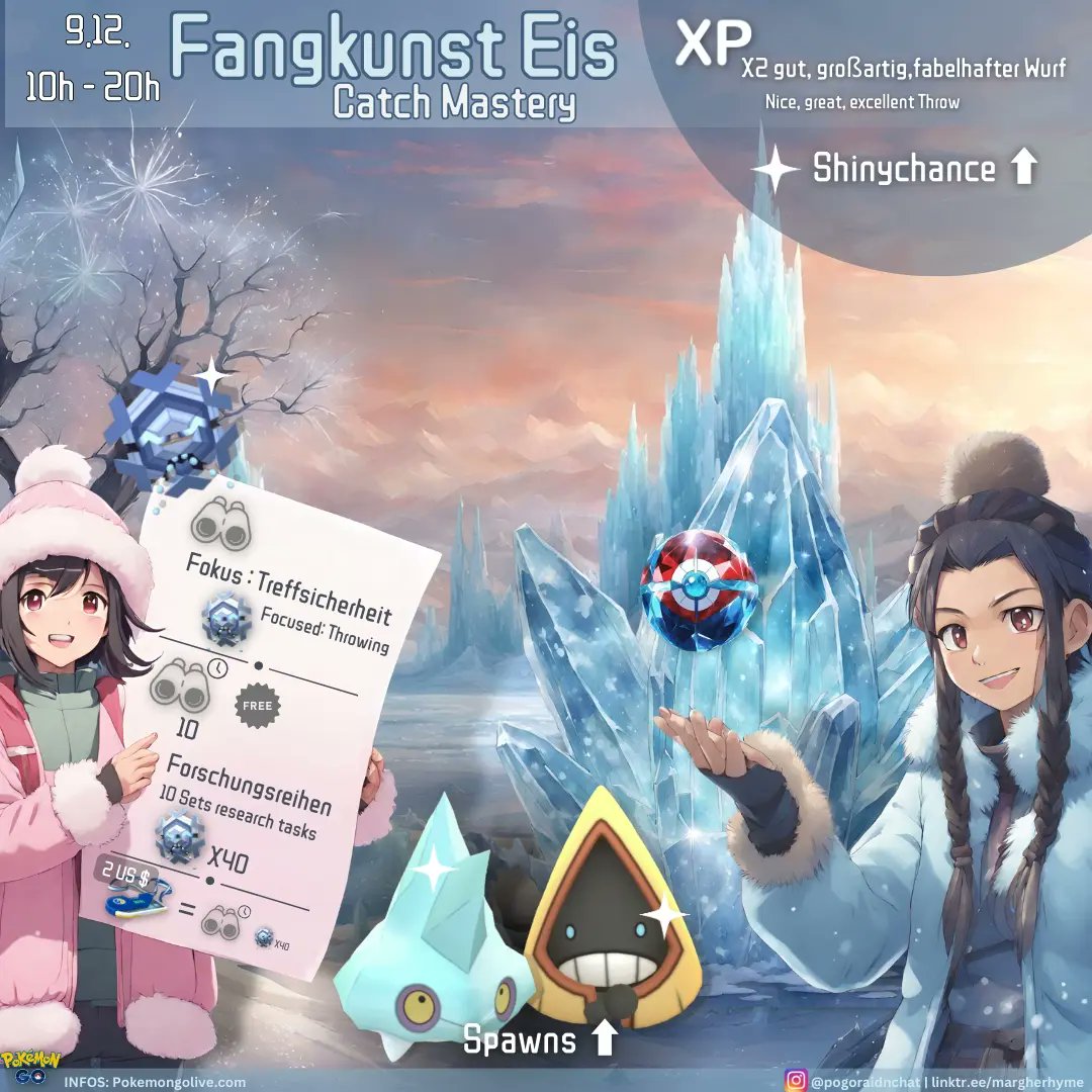 margherhyme's tweet photo. Catch MastCatch Mastery Event. 12/9. Field- and Specialresearch.
Fangkunst Eis. 9.12. Feld- und Spezialforschungen.
.
.
.
#catchmastery #fangevent #catchevent
#schneppke #snorunt #bergmite #arktip #shiny
#forschung #research #pokemongo
#infographic #infografik https://t.co/TYvy9fPD5s