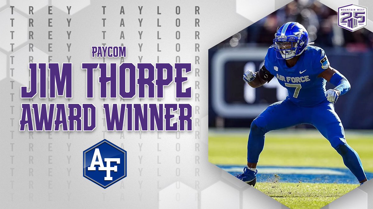 The first ever @AF_Football player to win the PayCom Jim Thorpe award 🏆 𝐓𝐑𝐄𝐘 𝐓𝐀𝐘𝐋𝐎𝐑 ⚡️ #AtThePeak | #MWFB | #FlyFightWin