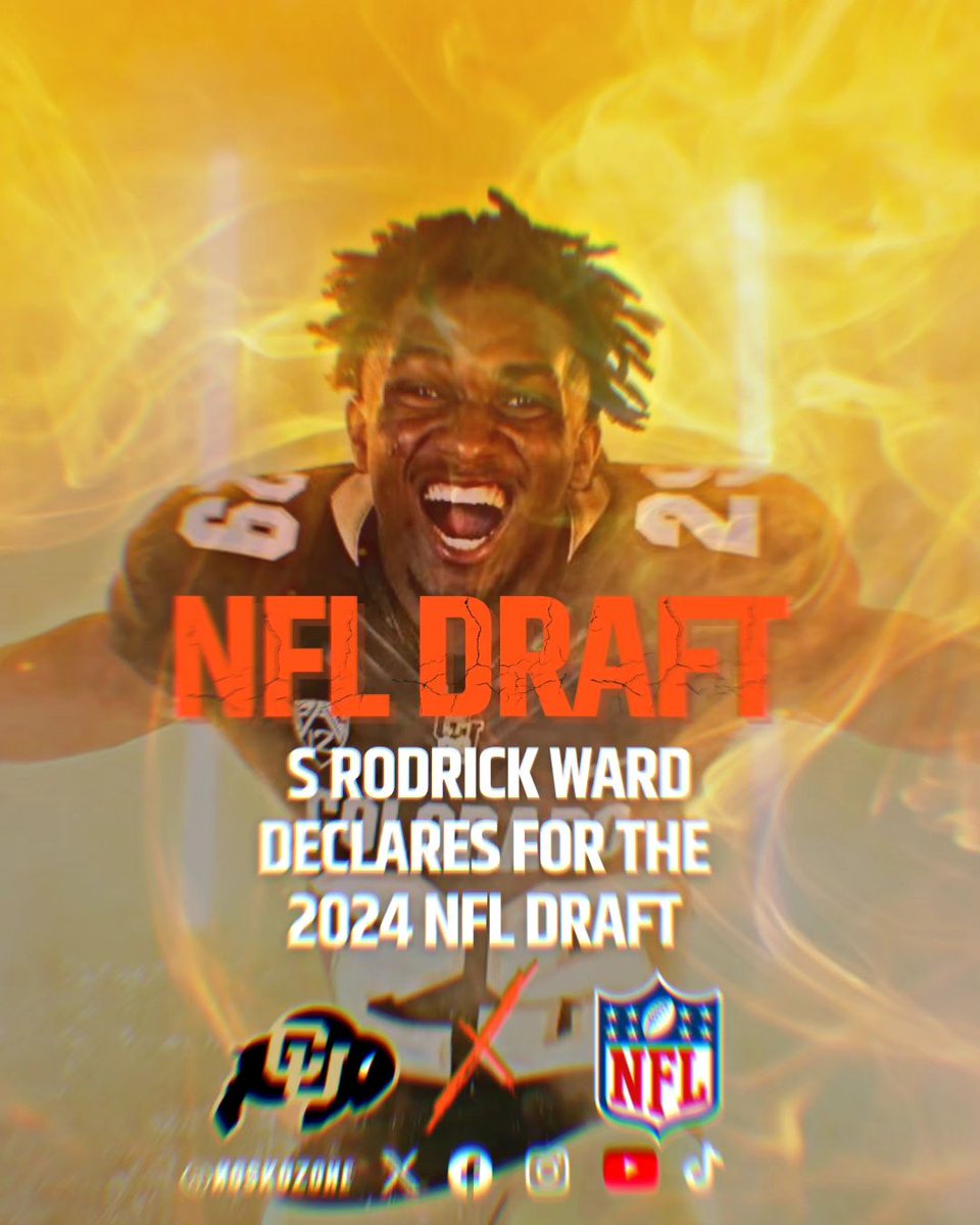 Colorado Football: Safety Rodrick Ward @rodrickward_29 declares for the 2024 NFL DRAFT! From tackling trash cans with pops to taking the steps towards your wildest reality, I cant wait to see you flying around on Sundays! Thanks for all your support! #skobuffs