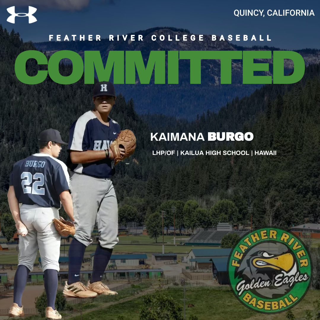 I am excited and grateful to announce my commitment to play baseball and further my education at Feather River College. Thank you to my parents, family, friends, and coaches for believing in me. I wouldnʻt be here without you. <a href="/FRC_baseball/">Feather River College Baseball ⚾️🦅</a> <a href="/teamhawaiibsb/">Team Hawaii Baseball</a> #dirtybirdz.